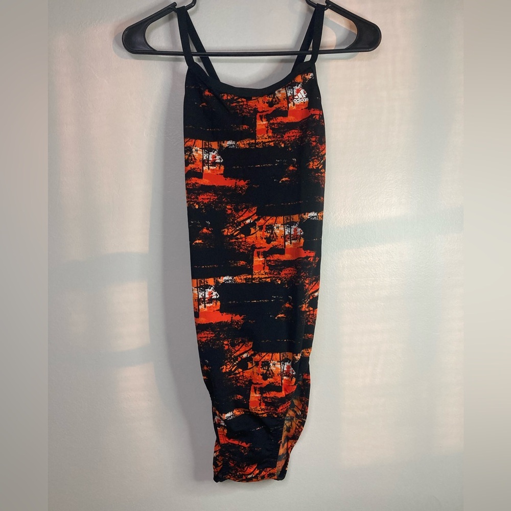 NWT! Adidas Black and Orange Patterned Swimsuit